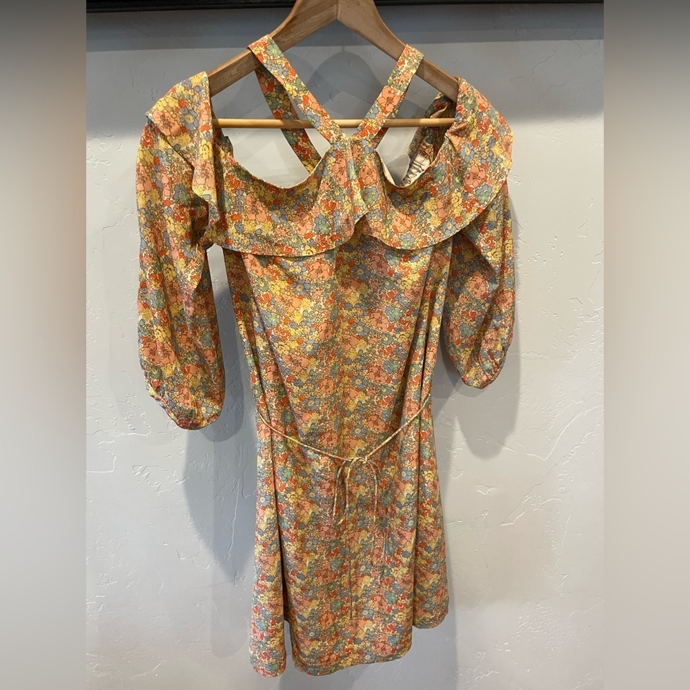 Women’s Madewell, silk floral print off shoulder dress size 8 - Picture 2 of 12